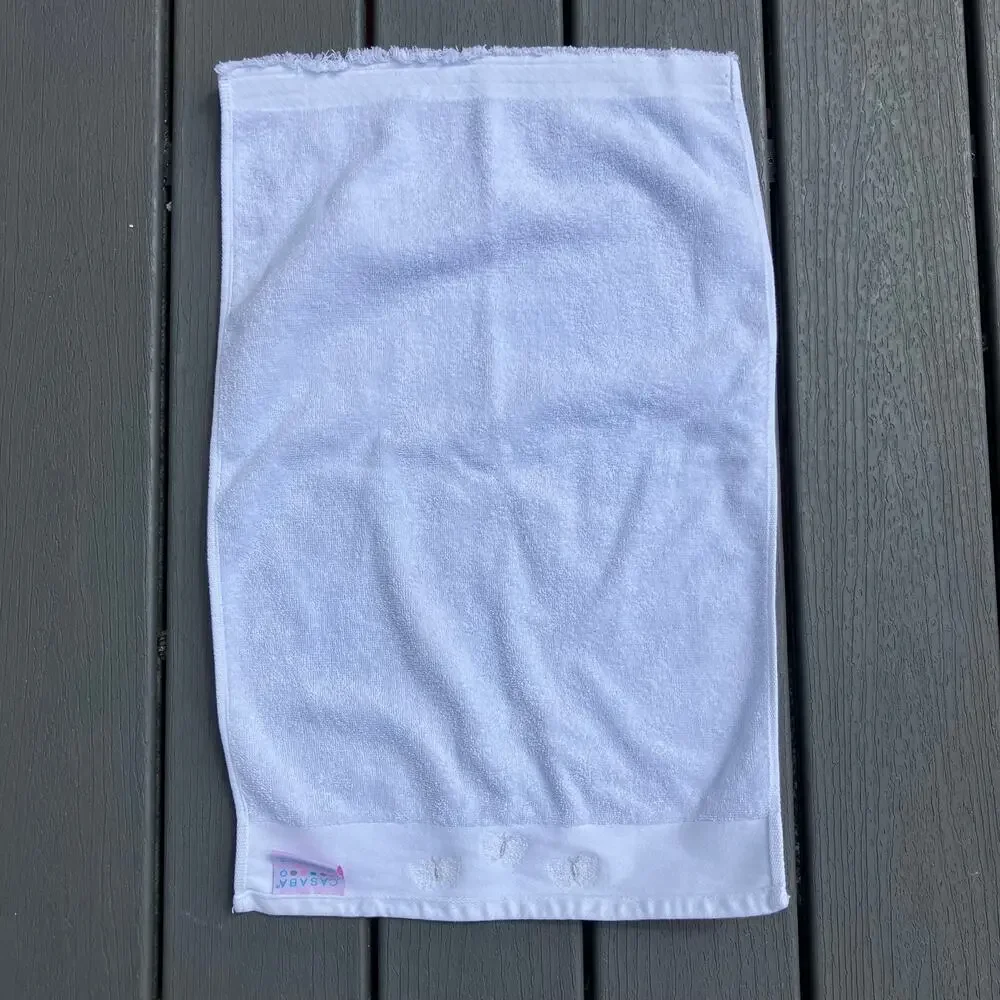 White hand towel with sequin butterflies, vintage 2000s Y2K fairycore boho chic